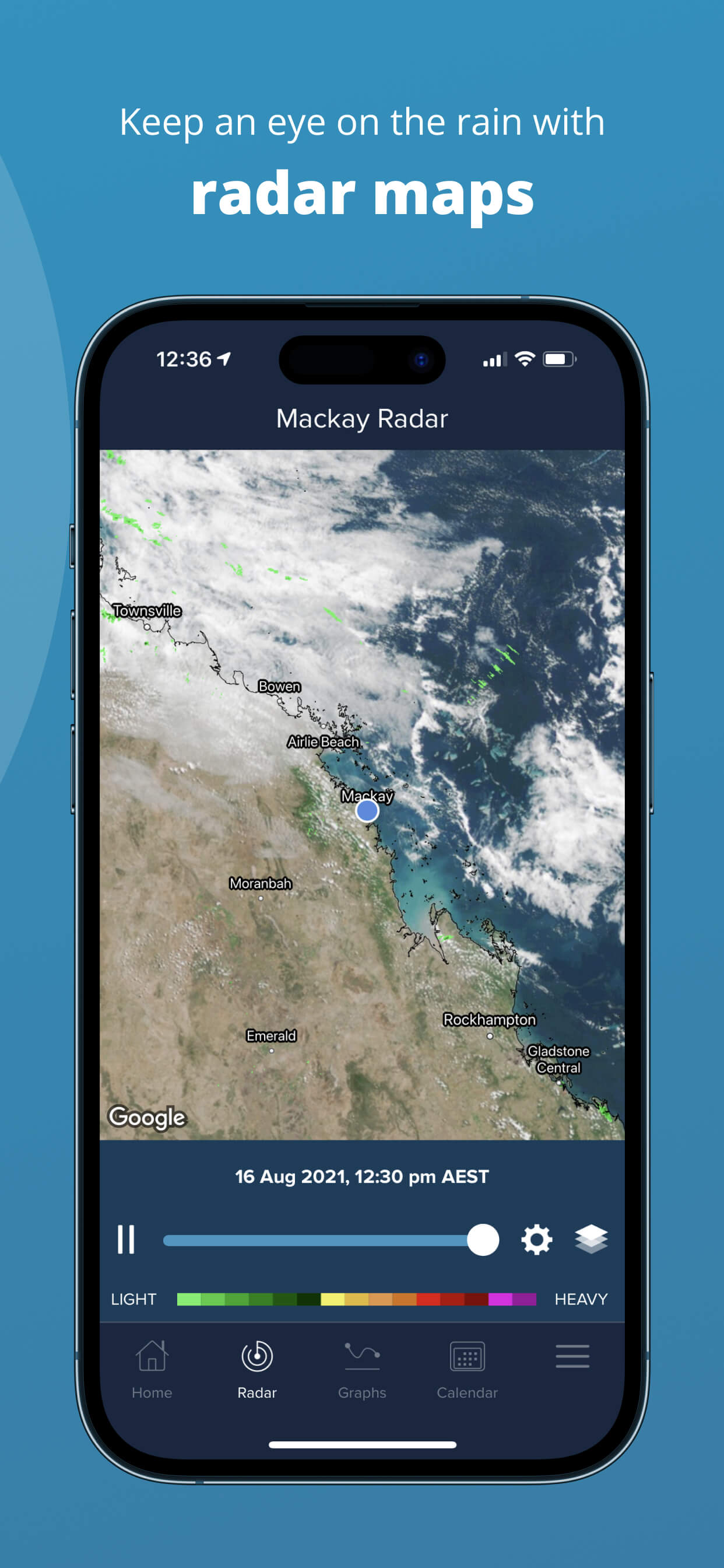 Radar in Weatherzone app
