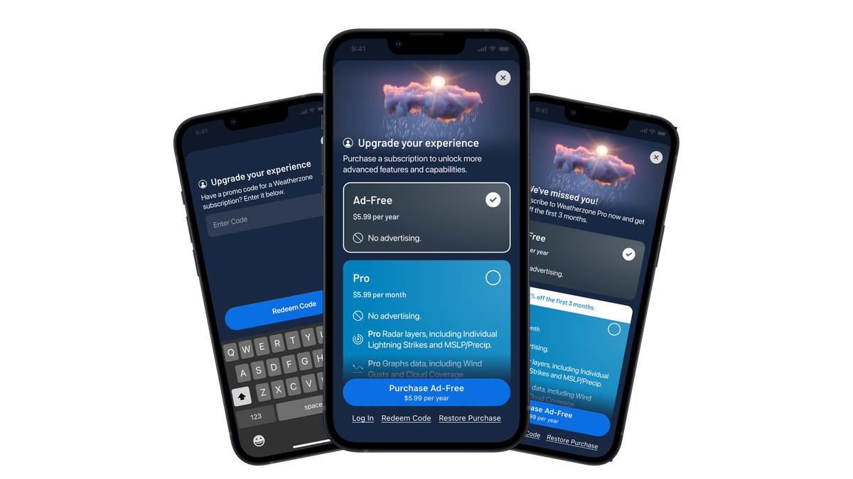 Weatherzone In-App Subscription Flow